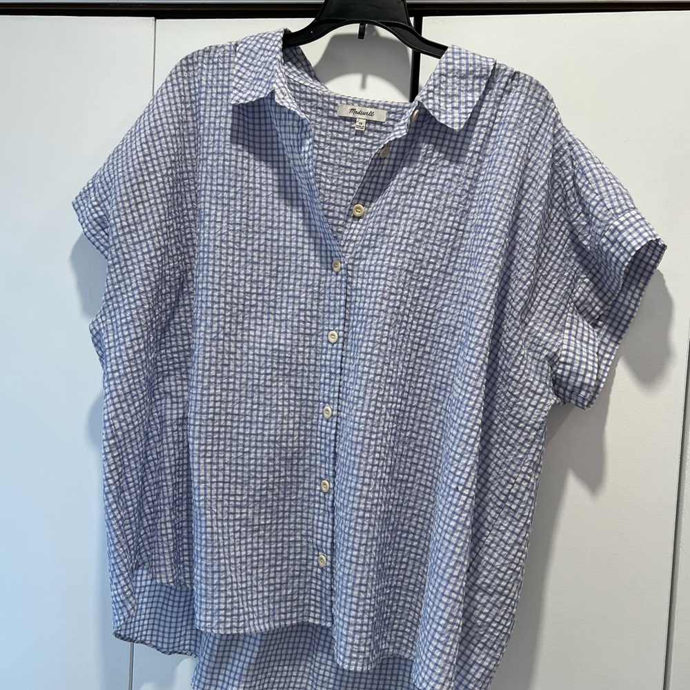 Madewell plus gingham seersucker top